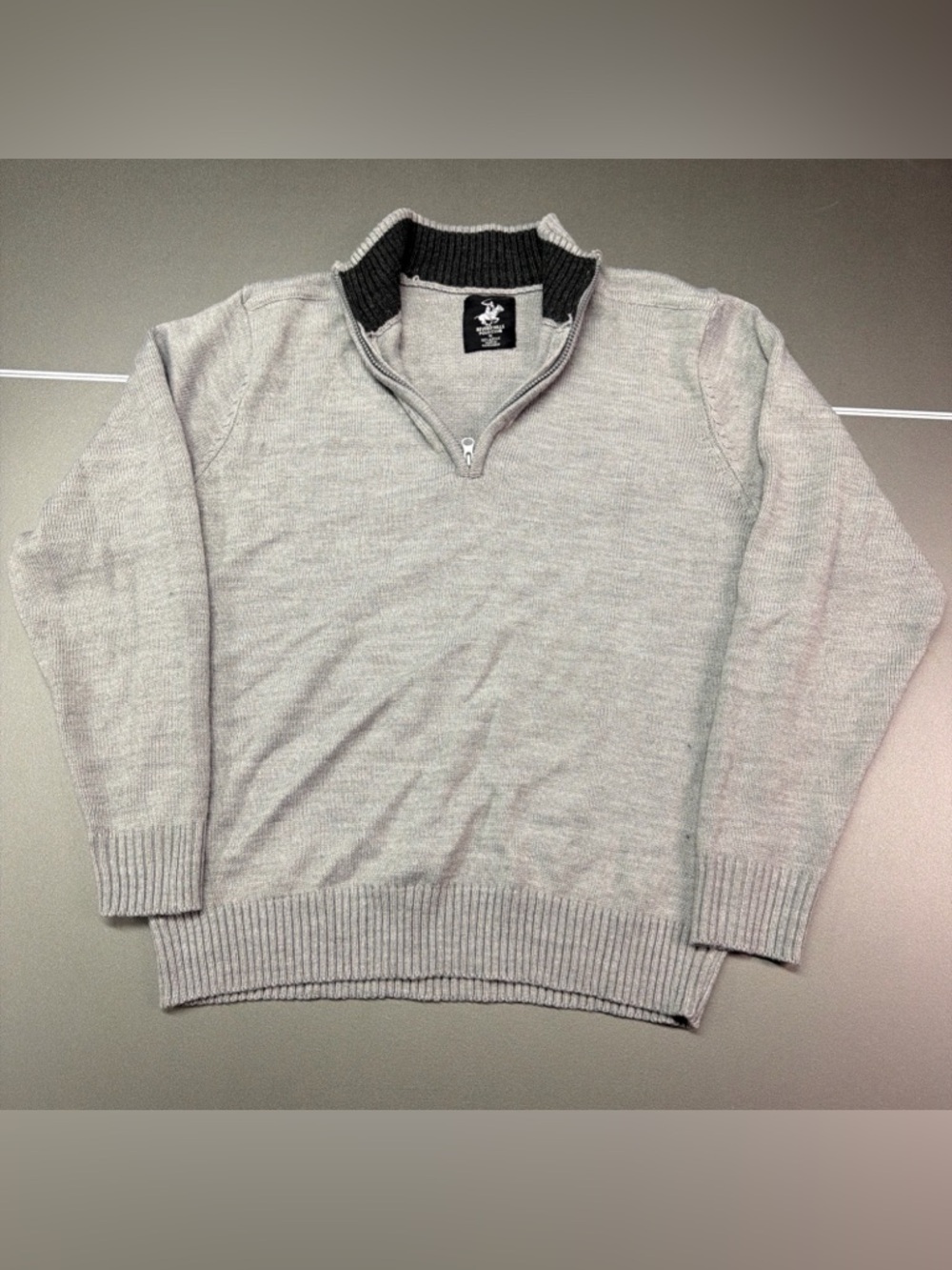 Beverly Hills Polo Club Grey Quarter Zip Sweater Men's Size Medium